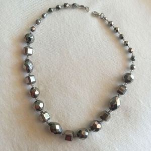 Vtg Metallic Bead Necklace 16"